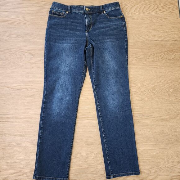 Bandolino Women's Straight Leg Jeans - Dark Blue - Picture 14 of 15